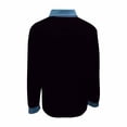 thumbnail image 4 of Dazajoo Long Sleeve Waffle Knit Tops for Women Button Down Lapel Collar Shirts with Denim Trim Casual Color Block Shacket,Black,L, 4 of 5