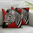 thumbnail image 3 of JEUXUS  Zebra Throw Pillow Covers African Black White Stripe Wild Animals Exotic Wildlife Square Pillow Cases for Decorative Cushion Bed Couch Sofa Red, 3 of 5
