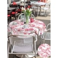 thumbnail image 4 of Outdoor Tablecloth with Umbrella Hole and Zipper, Spring Peach Flowers Round Table Cloth 54 Inch Waterproof Tablecloth, Pink Botanical Floral Leaves Branch Picnic Table Cover for Patio Camping, 4 of 7
