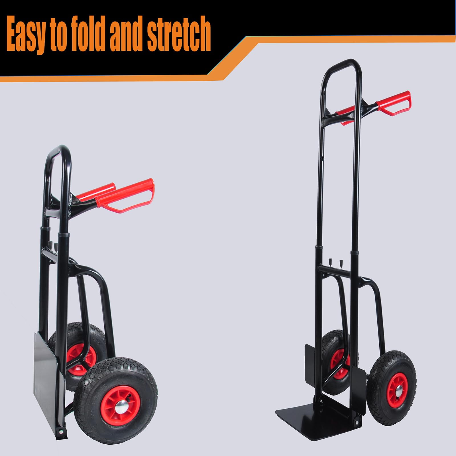 Heavy Duty Hand Truck Dolly, 2 Wheel Moving Truck Cart With Double Handles, 330lbs Capacity Steel Trolley, Platform Truck for Moving/ Warehouse/ Garden/ Grocery