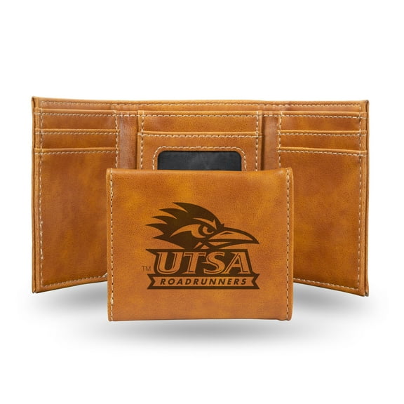 Texas-San Antonio Roadrunners - UTSA Brown Laser Engraved Tri-Fold Wallet - Men's Accessory