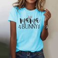 thumbnail image 2 of WEAIXIMIUNG T-Shirt Imprimé Lapin de Pâques pour Femmes Manches Courtes Col Rond Haut Décontracté Slim, 2 of 4
