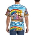 thumbnail image 3 of Vsdgher Rainbow Animals on Noah's Ark Print Men's Dry Fit Mesh Athletic Shirts Moisture Wicking Tennis T-Shirt Tops, 3 of 9