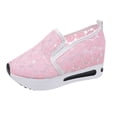 thumbnail image 2 of Women's Lace Mesh Wedge Heel Casual Shoes Air Cushion Platform Slip On Sneakers Daily Commute Work Shopping Casual Footwear Pink 35, 2 of 9