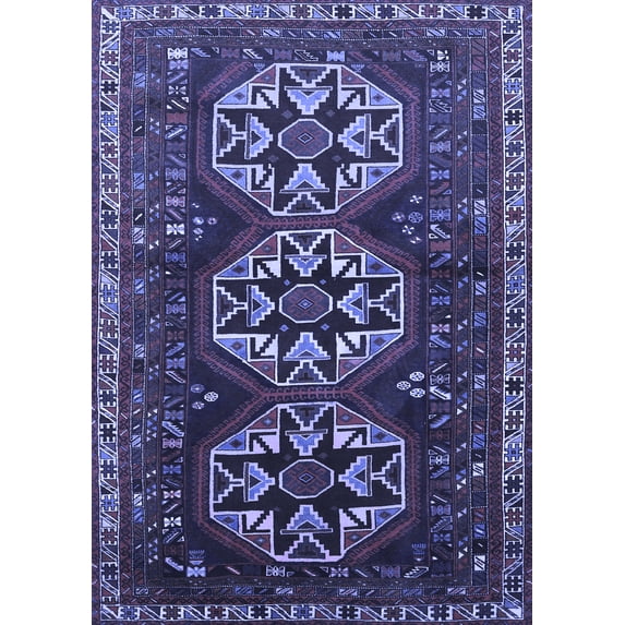 Ahgly Company Indoor Rectangle Persian Blue Traditional Area Rugs, 4' x 6'