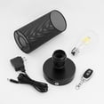 thumbnail image 3 of FSLiving Rechargeable Baterry Operated Bedside Table Lamp with Remote Control Retro Design Desk Light Black Metal Hollow Shade E26 Base Nightlight for Dorm Home Reading Bedroom Nightstand - 1 Pack, 3 of 7