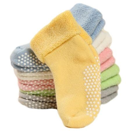 Lovely Annie Baby Children 6 Pairs Pack Non-Skid Non Slip Combed Cotton Socks 1Y-3Y 6 (Best Non Skid Socks For Toddlers)