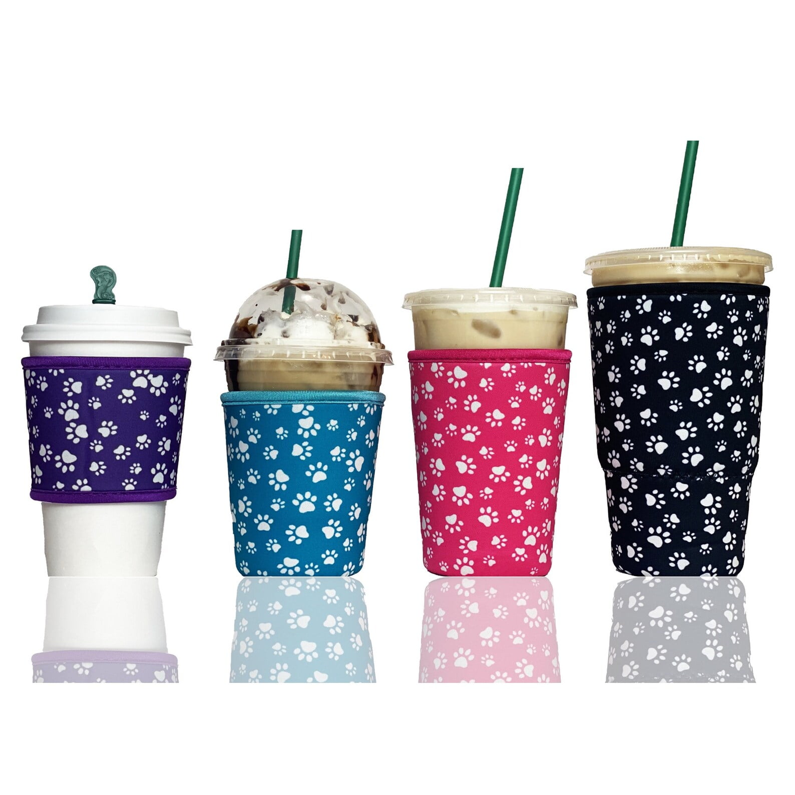 4-Pack (12-32oz) Reusable Neoprene Insulator Sleeves for Iced Coffee or ...
