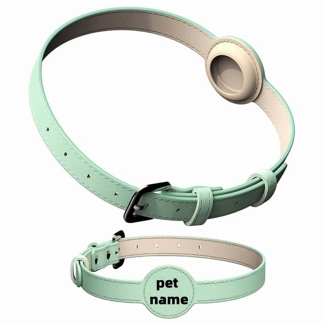 Chok Customizable Pet Tracking Collar with GPS Tracker - Durable Faux Leather Adjustable Strap Multiple Colors (Brown Black Light Blue Pink) for Dogs & Cats Prevents Loss Easy to A