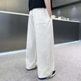 thumbnail image 4 of WAYUTE Boys Pants Solid Color Loose Fit Straight Leg Baggy Pants Lightweight Breathable Summer Trousers for Big Kids Play Versatile Outdoor Casual,15-16 Y,White, 4 of 5