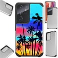 thumbnail image 1 of Compatible with Samsung Galaxy S21 Ultra 5G Hybrid Fusion Guard Phone Case Cover (Sunset Palm Tree), 1 of 1