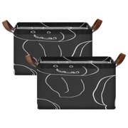 Halloween Pumpkin Lines Foldable Storage Basket Large Water-Resistant Organizer 16.9"x11.4"x10"