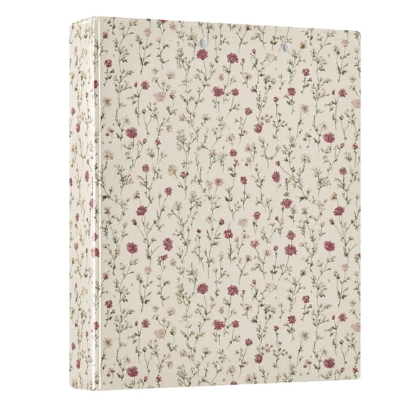 Three Ring Binder Vintage Tiny Flowers 1.5 Inch Round Binder D-Rings for Office Supplies and More