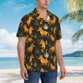 thumbnail image 3 of Sikiie Funny Fox by the Field Print Men's Hawaiian Shirt, Summer Beach Button Pocket Short Sleeve T-Shirt,3X-Large, 3 of 7