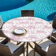 thumbnail image 6 of Pink Palm Tree Round Tablecloth 55-60 Inch Round Fitted Table Cloth with Elastic Edge, Summer Tropical Tree Coastal Beach Waterproof Table Cover Protector for Outdoor Picnic Party Dining, 6 of 9