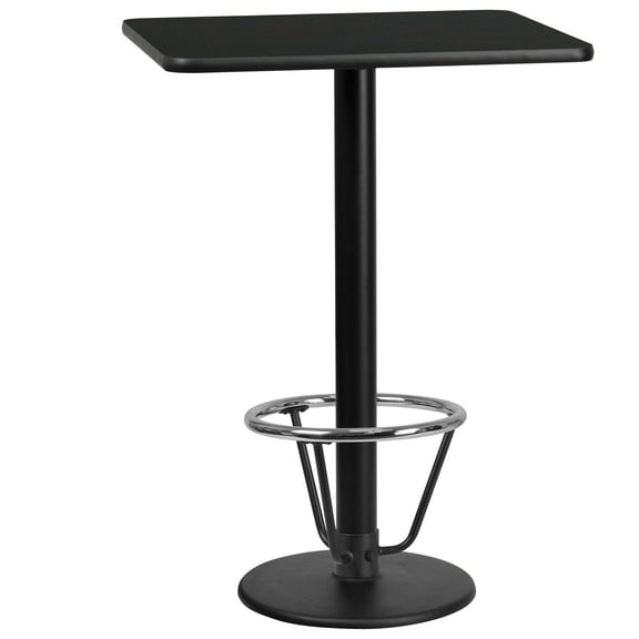 Emma Oliver 24"x30" Black Laminate Bar Table Top-18"RD Base/Foot Ring