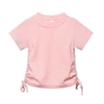 thumbnail image 3 of Tisuna Little Girls Summer T Shirt Solid Color Short Sleeve Crew Neck Tops Breathable Lightweight Girls Holiday School Playwear Shirts Size 12-13 Years Pink, 3 of 5