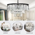 thumbnail image 4 of Uforic 20" Black Crystal Chandeliers, 9-Light Ceiling Fixture, 3-Tier K9 Crystal Pendant Light for Dining Room, Kitchen Island, and Living Room, 4 of 5