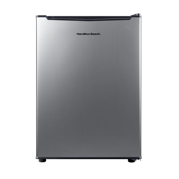 Hamilton Beach 2.5 Cu.Ft Mini Fridge, Compact Refrigerator, Single Door, Adjustable Glass Shelves, Reversible Door, Stainless Steel