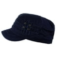 thumbnail image 3 of D&Y Unisex Cotton Distressed Layered Frayed Cadet Military Cap, Navy, 3 of 4
