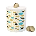 thumbnail image 3 of Abstract Piggy Bank, Trippy Geometric Circles Dotted Yellow Rounds on Zig Zag Lines Background Art Print, Ceramic Coin Bank Money Box for Cash Saving, 3.6" X 3.2", Aqua, by Ambesonne, 3 of 4