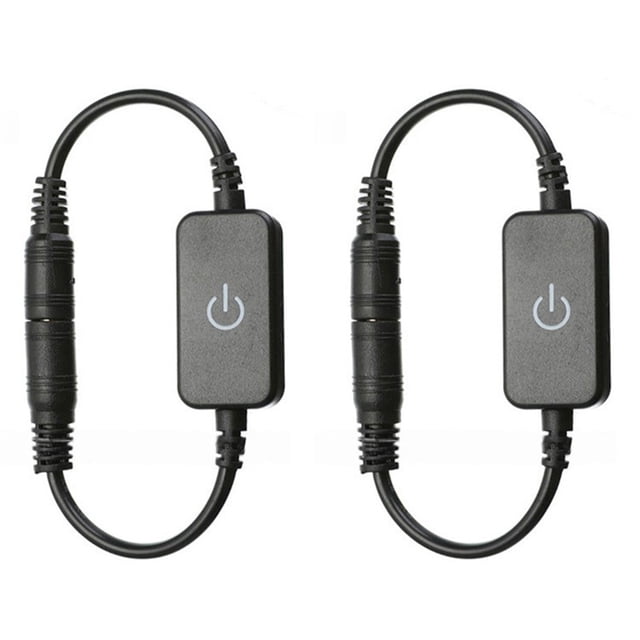 2Pcs Led Strip Touch Dimmer Inline Dimmer Switch With 5.5 *2.1 Mm Dc 12V-24V 2A Black