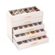 thumbnail image 1 of Lolalet Estuche organizador de 30 ranuras para gafas de sol para mujer, caja expositor de 5 niveles con tapa superior transparente, regalo para el Día de la Madre - Crema, 1 of 7