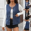 thumbnail image 3 of Pejock Women's Denim Vest, Sleeveless Jacket with Double Pocket and Buttons, Casual Solid Color Outerwear for Daily Use and Home, 3 of 7
