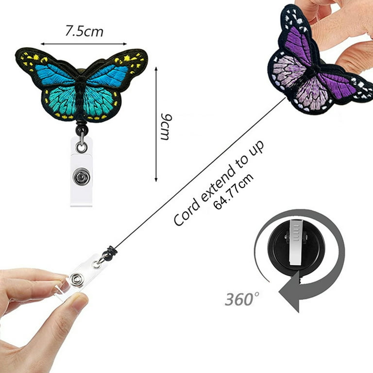 Badge Reel Realistic Looking Exquisite Shape Bright Color Reusable Wide  Application Clip Card ABS Colorful Butterfly Sty 