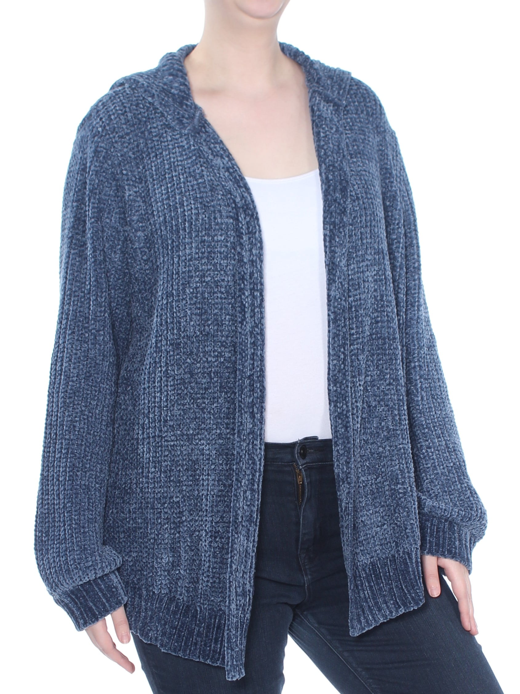 hooded chenille cardigan