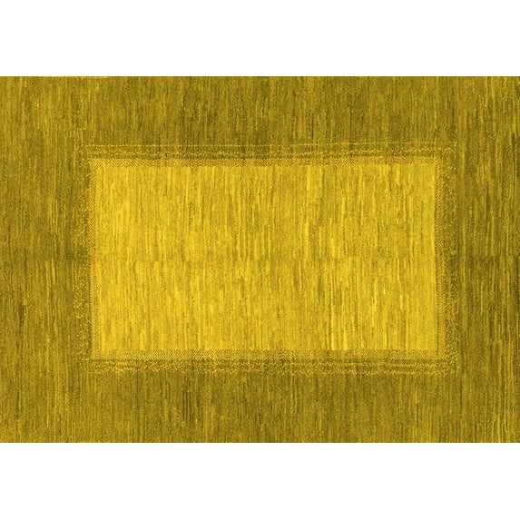 Ahgly Company Machine Washable Indoor Rectangle Abstract Yellow Modern Area Rugs, 2' x 3'