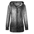 thumbnail image 3 of Herrnalise Jackets For Women Winter Fashion Sweater Zipper Printed Hooded Long Sleeve Shackets For Women 2024 fall Black,M, 3 of 5