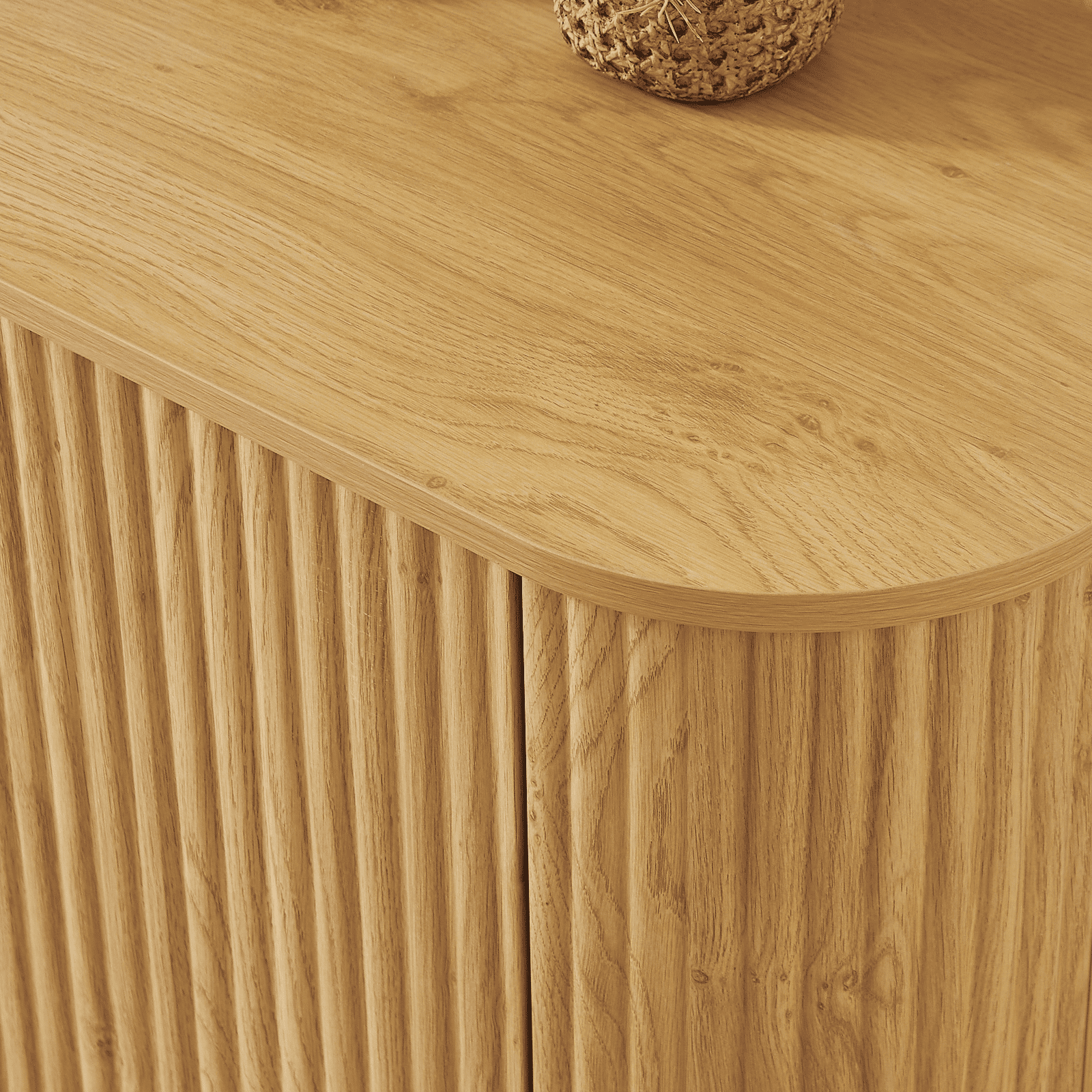 MOONMISS 46.5" Oval Coffee Table with Drawers,Modern Luxury Storage for Living Room,Natural