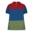 thumbnail image 4 of BRGZLK Womens Cotton Linen Top 2025 Summer Fashion Color Block Graphic Blouse Loose Casual Short Sleeve Lapel Tunic Red XL, 4 of 5
