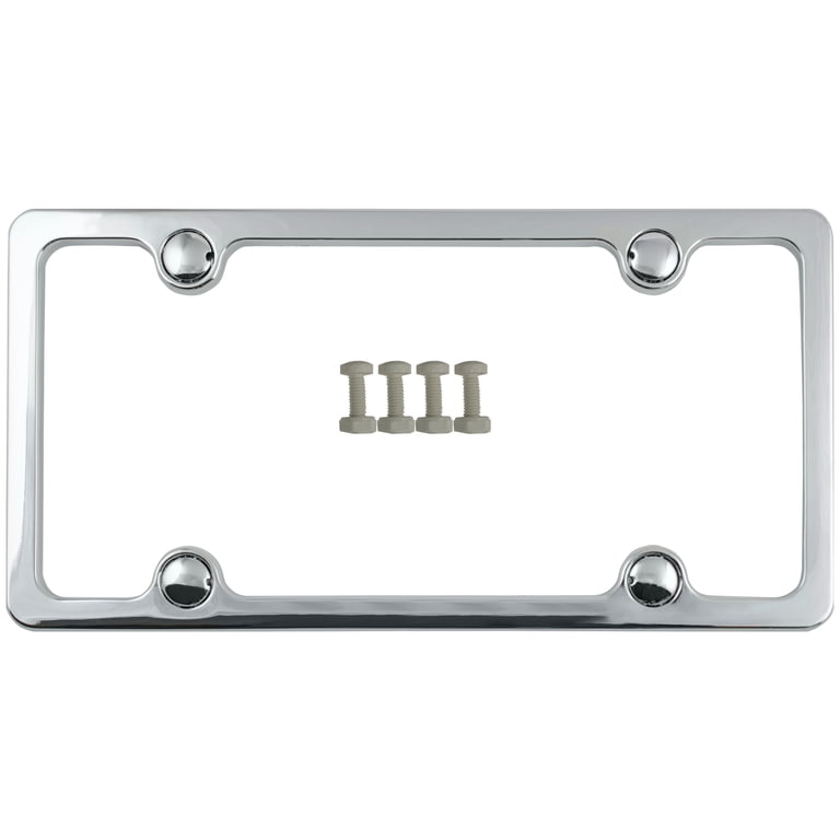 Winky Face License Plate Frame - Black And Orange Metal Frame For US/Canada Plates, 12 X 6 Inches