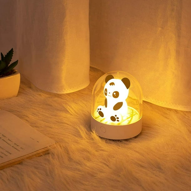 Linda luz de noche para niños, luz de noche recargable a batería para bebés, lámpara LED Kawaii Panda con 7 modos de iluminación de color, decoraciones para habitaciones de niños/niñas/niños