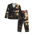 thumbnail image 1 of Balery Adorable Kitten On Mini Train Conjunto de Pijama con Estampado para Mujer, Conjunto de Dos Piezas con Manga Larga, Ropa de Dormir Suave con Bolsillos, Pijamas Cómodos-Large, 1 of 7