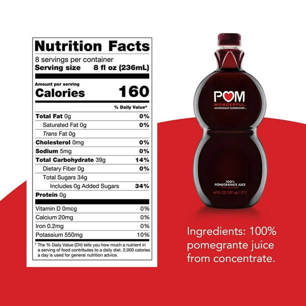 Nutrition Facts Pomegranate Pom Lakewood Organic Pure Pomegranate