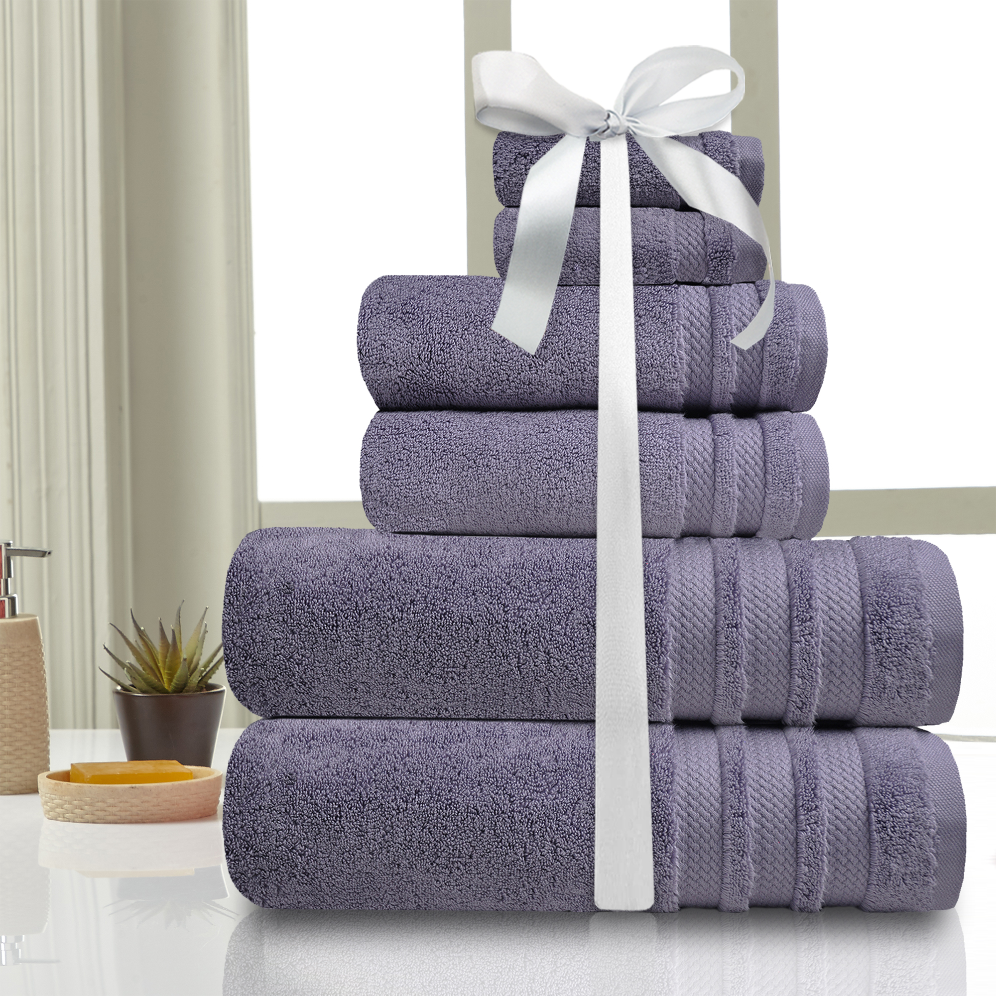 Purple and discount gray bath towels