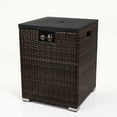 thumbnail image 6 of Wicker Propane Fire Pit Column with Glass Wind Guard, Outdoor Fire Tables with Lid and Rain Cover, Rattan Propane Gas Fire Pit Table 40000BTU for Patio Backyard Deck Balcony, Dark Brown, 6 of 8