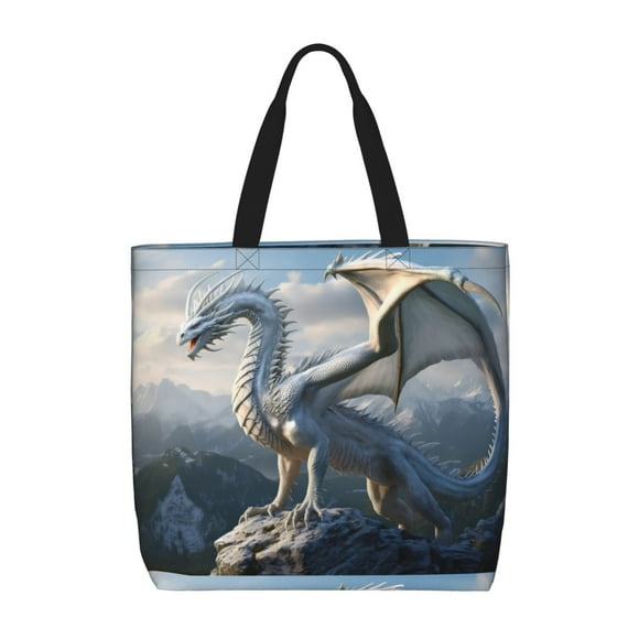 Balery Mountain White Dragon Bolsa de Mano para Mujeres con Cremallera, Bolsa de Gimnasio con Compartimentos, Bolsa para Laptop, Bolsa para Trabajo