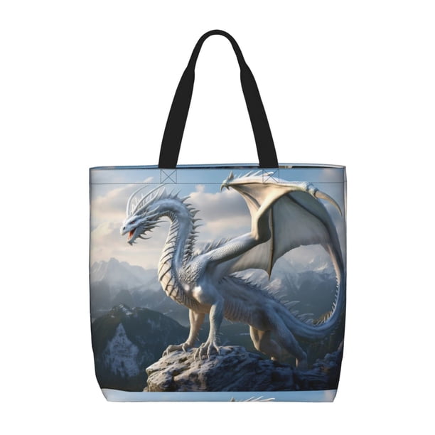 Easygdp Mountain White Dragon Bolsa Tote para Mujer, Bolso de Hombro para Trabajo, Playa, Viajes, Compras y Supermercado