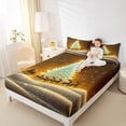 thumbnail image 4 of Manfei Orange Glitter Xmas Tree Bed Sheets for Child, Magic Christmas Eve King Sheets, Santa Claus Reindeer Sheet Set, Luxury Bedroom Decor, 4-Piece, 4 of 7