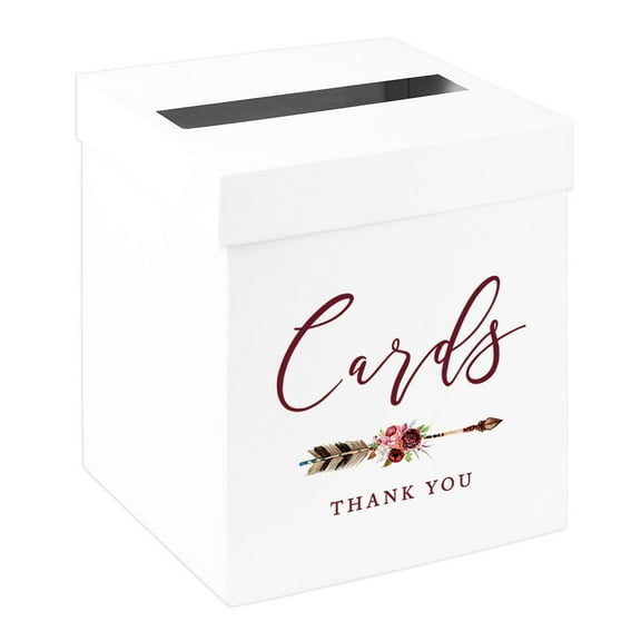 Koyal Wholesale Sturdy White Wedding Day Card Box Boho Woodland Arrows Wedding Gift Boxes for Cards 10x10x10 Inches
