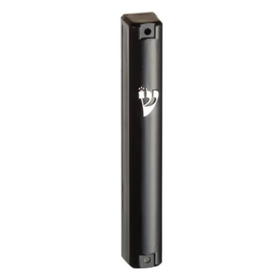 Art Judaica 23184 10 cm Plastic Black Mezuzah with Rubber Cork & Silver Shin