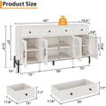thumbnail image 2 of EastVita 62 inches Buffet Cabinet with Storage Large Sideboard Cabinet Coffee Bar Cabinets with 3 Drawers and 4 Fluted Glass Doors for Home/Kitchen/Dining Room (White), 2 of 7