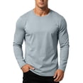 thumbnail image 5 of Daiosportswear Men's Cotton Crewneck T-Shirts Long Sleeve Plain Tee Moisture Wicking Casual Solid Color Tshirts Light Blue XXXL, 5 of 8