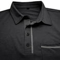 thumbnail image 5 of WREESH Men's Casual Henley Short Sleeve Top with Turn-Down Collar and Button Detail, Men's Solid Color Pocket Button Short Sleeve Pullover T-Shirt Black, 5 of 5