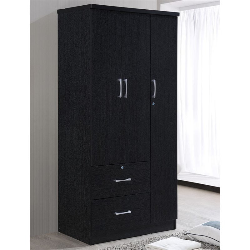 Hodedah 3 Door 36 In Wide Armoire With, Black Armoire Closet