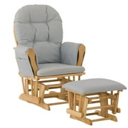 Stork Craft Custom Hoop Glider & Ottoman-Color:Light Denim Cushions,Finish:Natural Finish